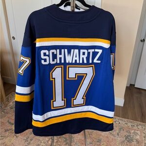 Fanatics Blue Gold White Schwartz #17 Hockey Jersey